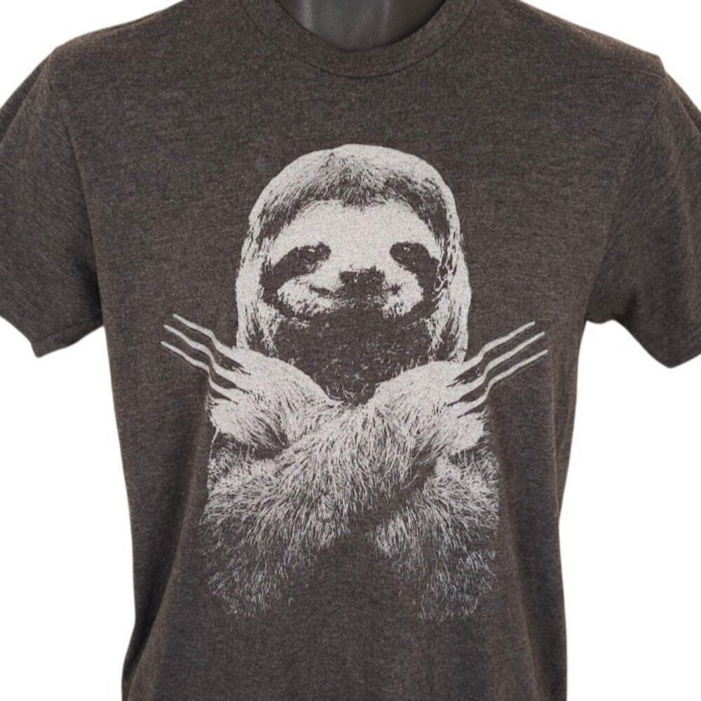 Slotherine T Shirt Mens Size Small Gray Wolverine Sloth San Diego Zoo Safari
